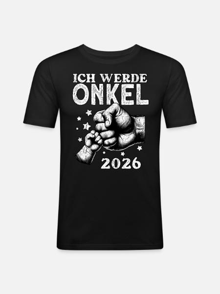 Ich werde Onkel 2026 - Männer Slim Fit T-Shirt - Schwarz