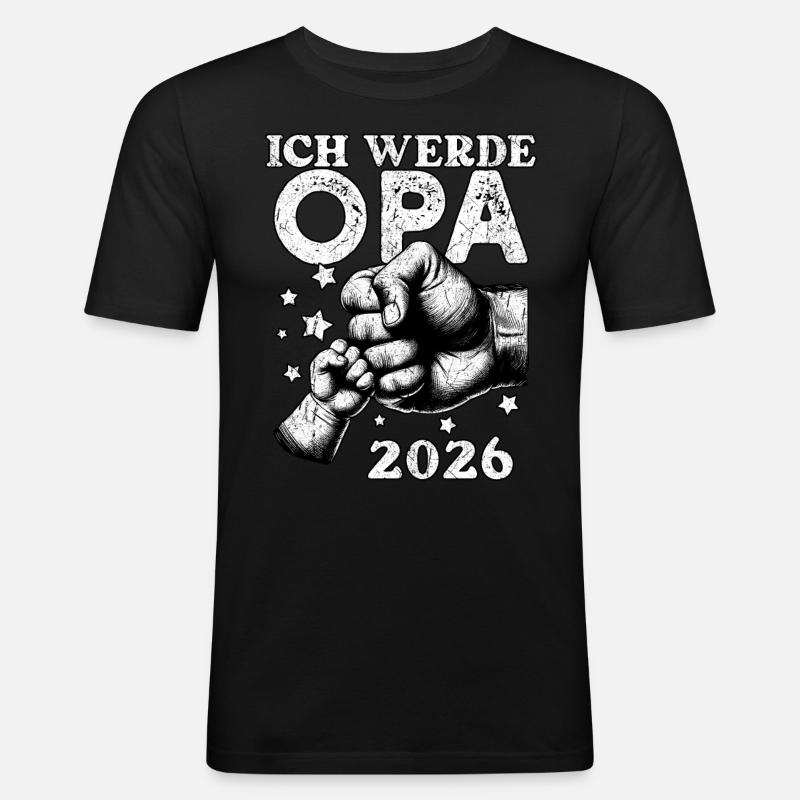 Ich werde Opa 2026 - Männer Slim Fit T-Shirt - Schwarz