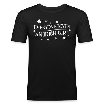 Tout le monde aime une fille irlandaise - T-shirt près du corps Homme - noir - Devant - Nik (191cm)