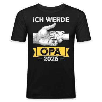 Ich werde Opa 2026 - Männer Slim Fit T-Shirt - Schwarz - Vorne - Nik (191cm)