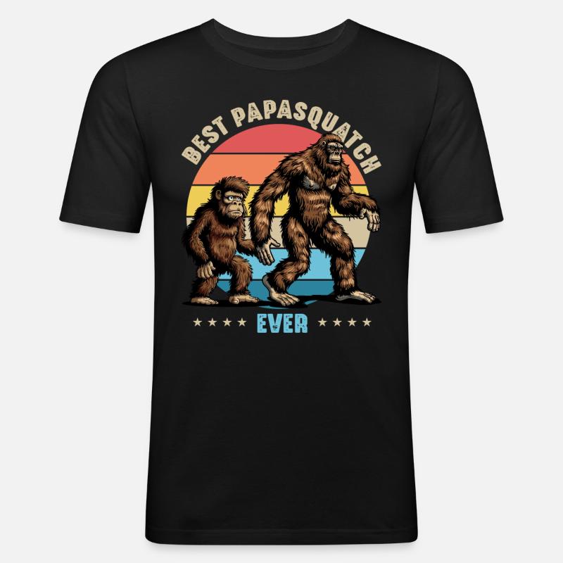 Best Papasquatch Ever - Männer Slim Fit T-Shirt - Schwarz