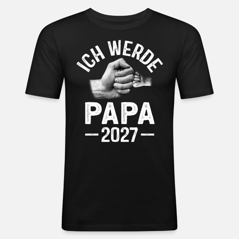 Ich werde Papa 2027 - Männer Slim Fit T-Shirt - Schwarz