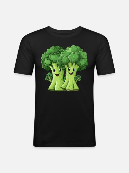 Broccoli Couple - Men's Slim Fit T-Shirt - black