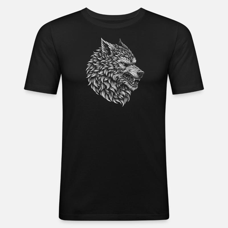 Werewolf Face - Männer Slim Fit T-Shirt - Schwarz