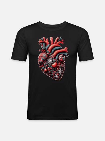 Christmas Anatomical Heart - Men's Slim Fit T-Shirt - black