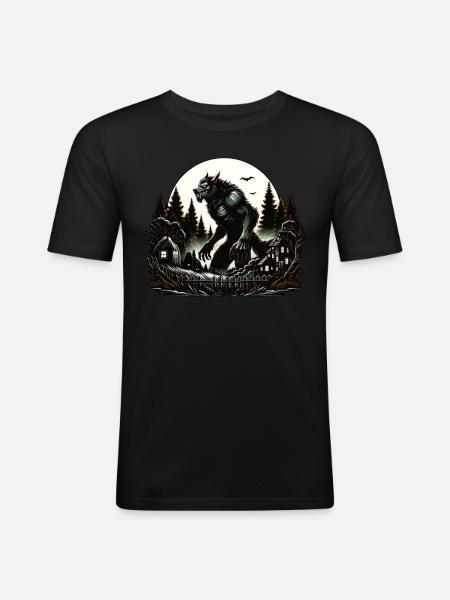 Aesthetic Werewolf Moon - Men's Slim Fit T-Shirt - black