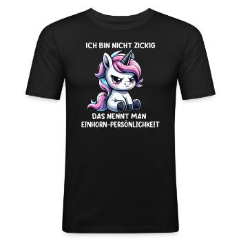 Einhorn Persönlichkeit Sarkastischer Spruch - Männer Slim Fit T-Shirt - Schwarz - Vorne - Nik (191cm)
