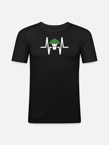 Broccoli ECG Heartbeat - Men's Slim Fit T-Shirt - black