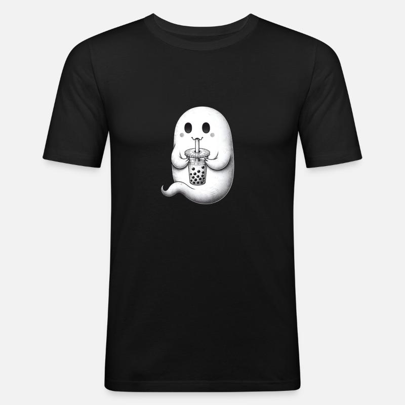Ghost Drinks Bubble Tea - Men's Slim Fit T-Shirt - black