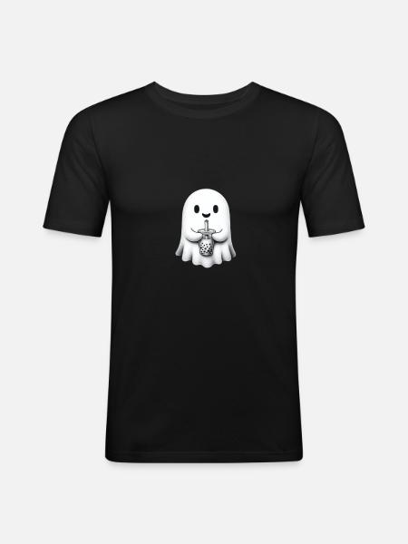 Cute Ghost Bubble Tea - Men's Slim Fit T-Shirt - black