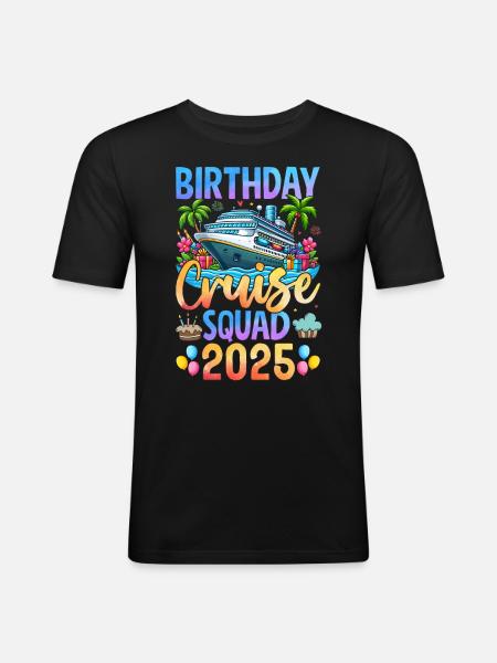 Birthday Cruise Squad 2025 - Men's Slim Fit T-Shirt - black