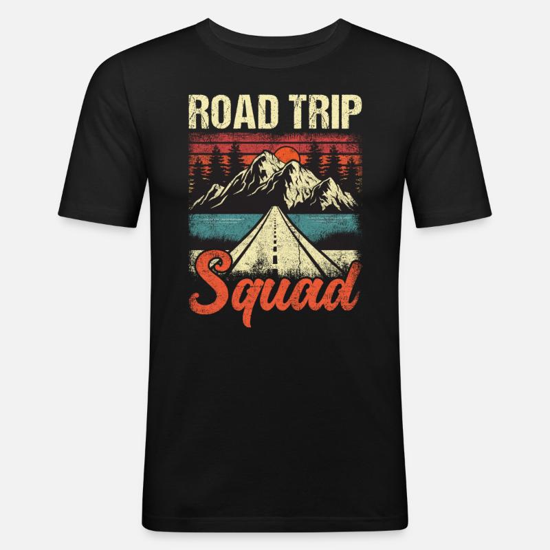 Road Trip Squad - Männer Slim Fit T-Shirt - Schwarz