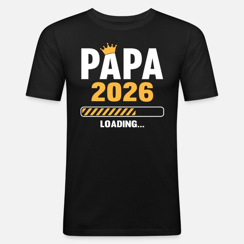 Papa 2026 Loading - Männer Slim Fit T-Shirt - Schwarz
