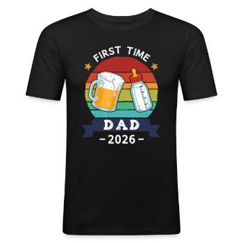 Première fois papa 2026 - T-shirt près du corps Homme - noir - Devant - Nik (191cm)