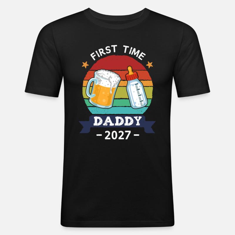 First Time Daddy 2027 - Männer Slim Fit T-Shirt - Schwarz