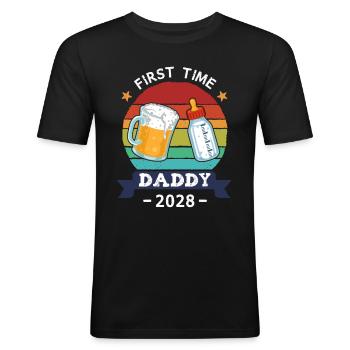 Première fois papa 2028 - T-shirt près du corps Homme - noir - Devant - Nik (191cm)