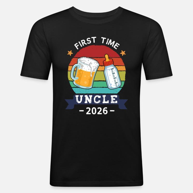 First Time Uncle 2026 - Männer Slim Fit T-Shirt - Schwarz