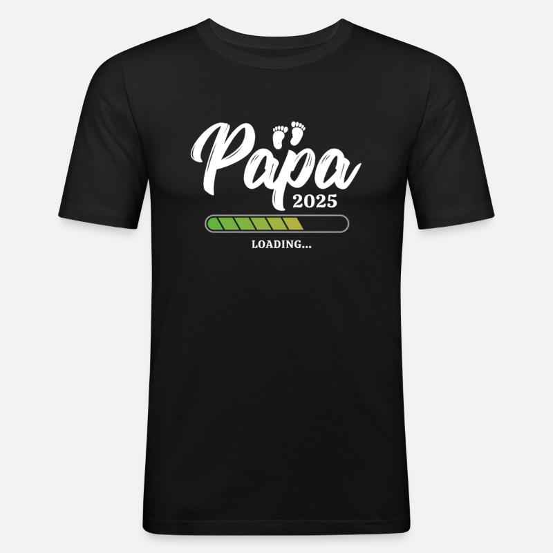 Papa Loading 2025 - Männer Slim Fit T-Shirt - Schwarz