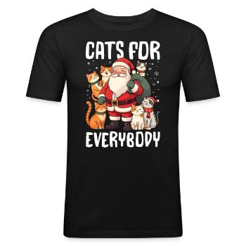Cats For Everybody - Männer Slim Fit T-Shirt - Schwarz - Vorne - Nik (191cm)