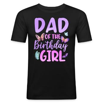 Papa de la fille d’anniversaire - T-shirt près du corps Homme - noir - Devant - Nik (191cm)