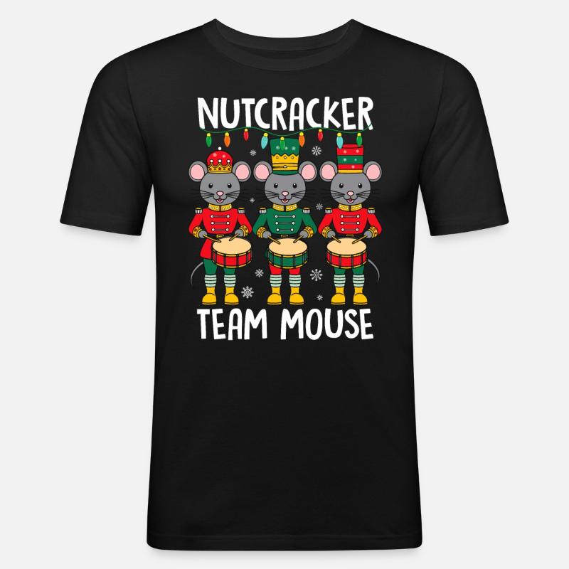 Nutcracker Team Mouse - Männer Slim Fit T-Shirt - Schwarz