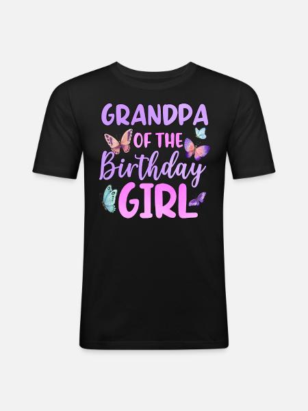 Papi de la fille d’anniversaire - T-shirt près du corps Homme - noir