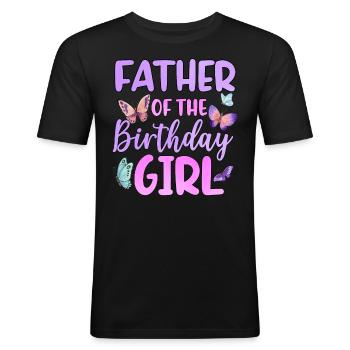 Père de la fille d’anniversaire - T-shirt près du corps Homme - noir - Devant - Nik (191cm)