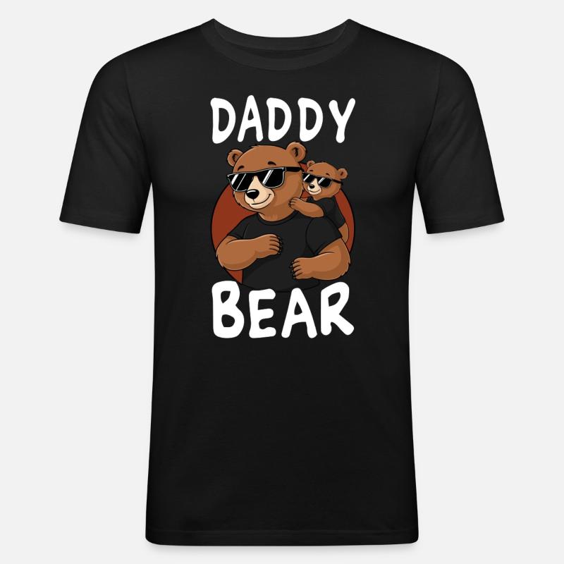 Daddy Bear - Männer Slim Fit T-Shirt - Schwarz