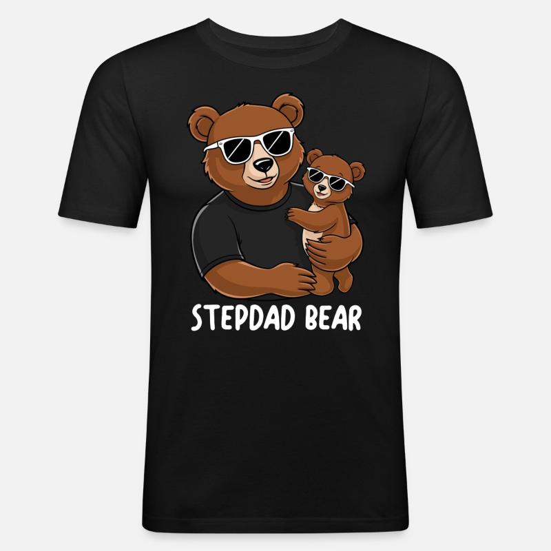 Stepdad Bear - Männer Slim Fit T-Shirt - Schwarz