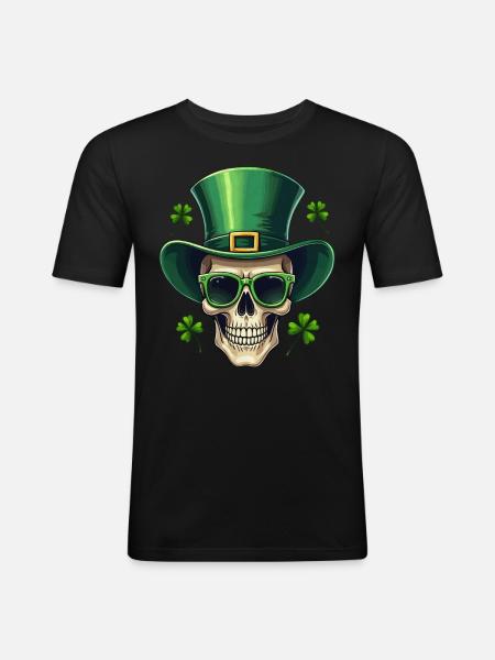 St Patrick's Day Irish Skull - Men's Slim Fit T-Shirt - black