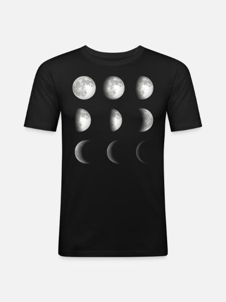 Mondphasen Weltraum - Männer Slim Fit T-Shirt - Schwarz