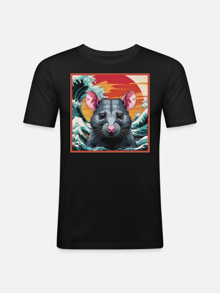 Rat in the Wave - Men's Slim Fit T-Shirt - black