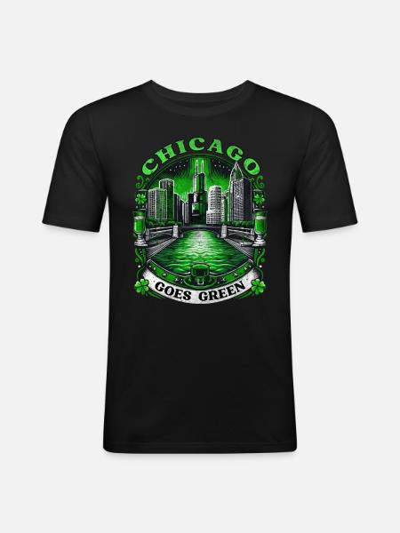 Chicago Goes Green - Men's Slim Fit T-Shirt - black