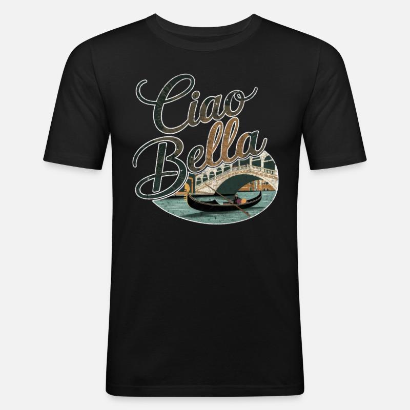 Ciao Bella - Männer Slim Fit T-Shirt - Schwarz