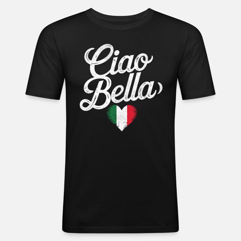 Ciao Bella - Männer Slim Fit T-Shirt - Schwarz