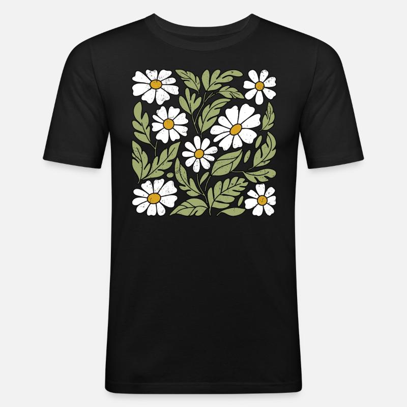 Gänseblümchen Blumen - Männer Slim Fit T-Shirt - Schwarz