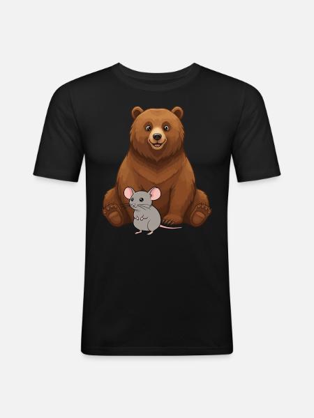 Bear and Mouse Best Friends - Men's Slim Fit T-Shirt - black
