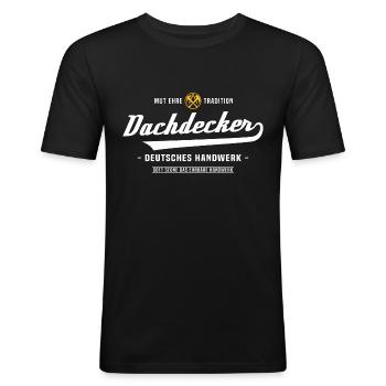 Dachdecker Dachdeckermeister Zunftzeichen Handwerk - Männer Slim Fit T-Shirt - Schwarz - Vorne - Nik (191cm)