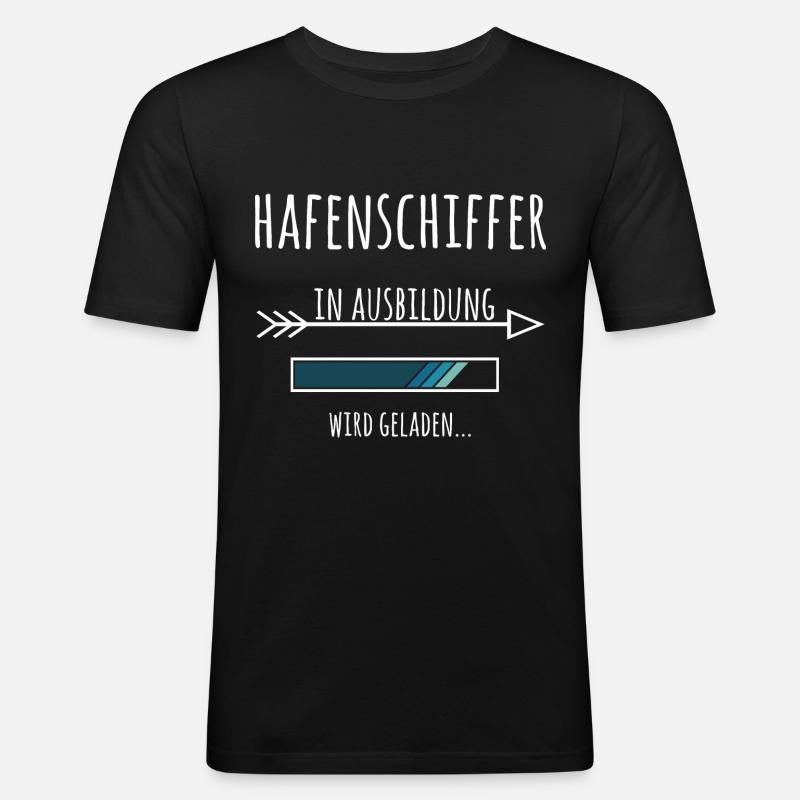 Hafenschiffer Ausbildung Beruf Geschenk - Männer Slim Fit T-Shirt - Schwarz