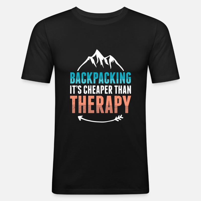 Backpacker Therapie - Männer Slim Fit T-Shirt - Schwarz
