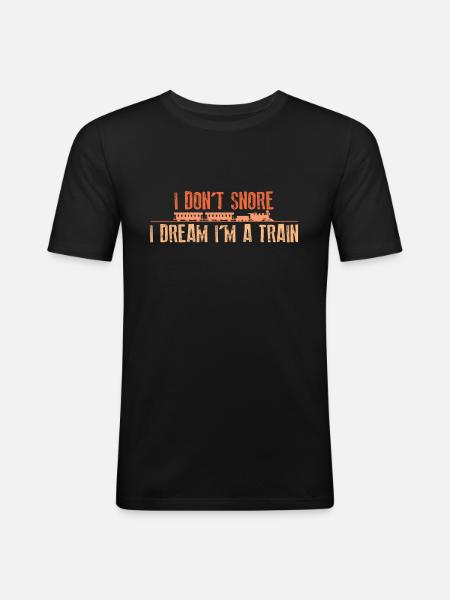 Snoring Funny Train Dreaming - Men's Slim Fit T-Shirt - black