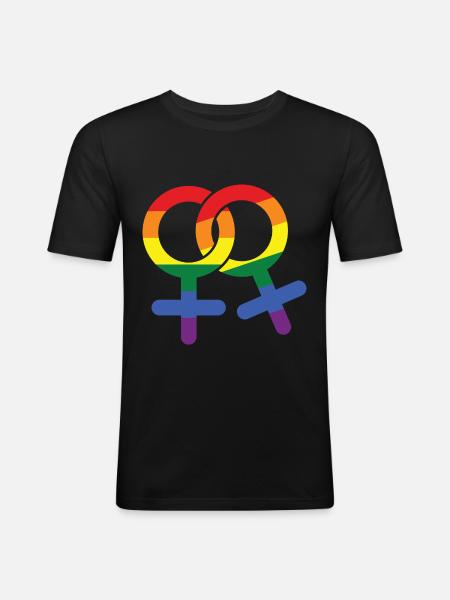 LGBT lesbisk kvindelig gavesymbol - Herre Slim Fit T-Shirt - sort