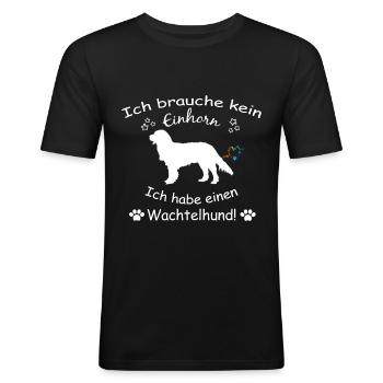 Wachtelhund - Deutscher Wachtelhund - Männer Slim Fit T-Shirt - Schwarz - Vorne - Nik (191cm)