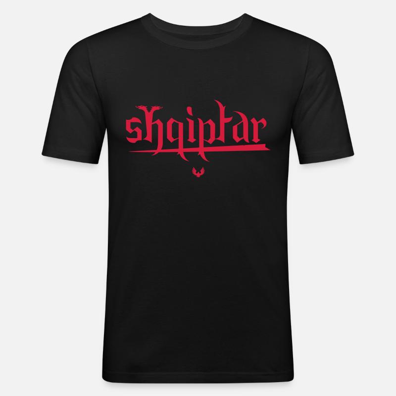 shqiptar_albaspirit - Männer Slim Fit T-Shirt - Schwarz