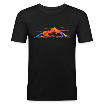Mountain Mountains Silhouette - Men's Slim Fit T-Shirt - black - Front - Nik (191cm)