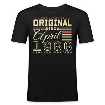 April 1966 Geburtstag April 1966 April 1966 - Männer Slim Fit T-Shirt - Schwarz - Vorne - Nik (191cm)