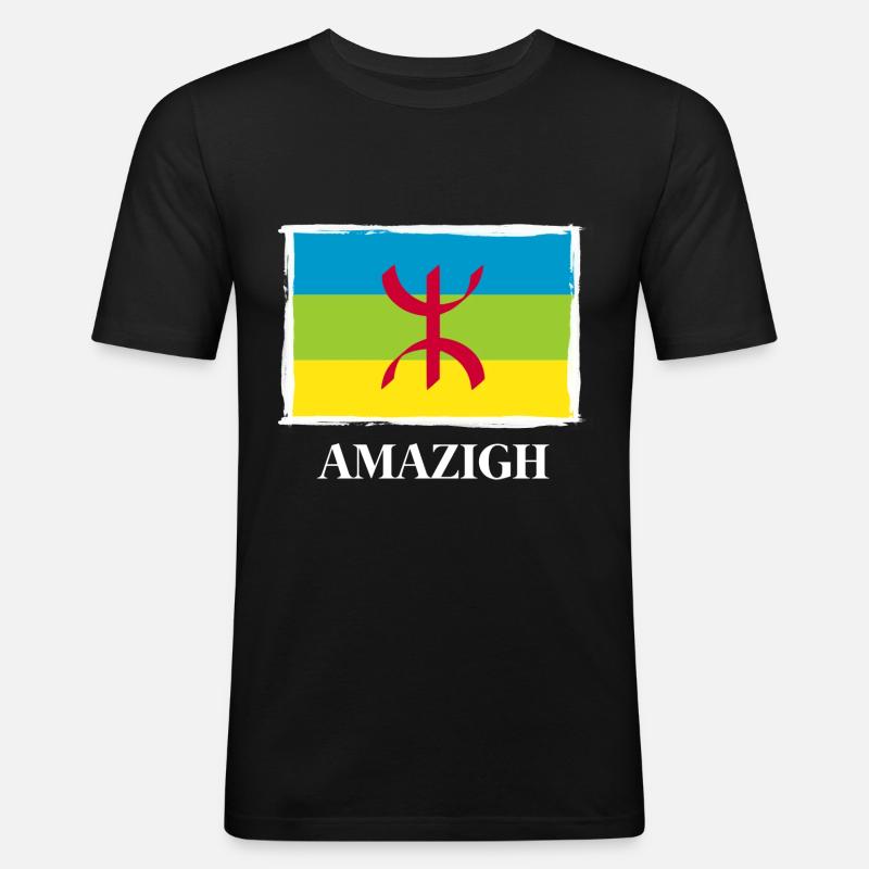 Amazigh - Männer Slim Fit T-Shirt - Schwarz