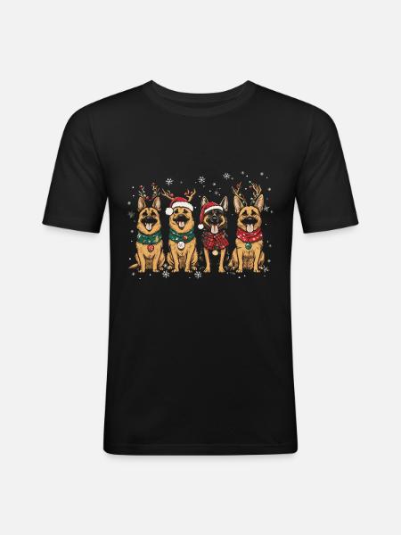 funny shepherd dogs christmas - Men's Slim Fit T-Shirt - black