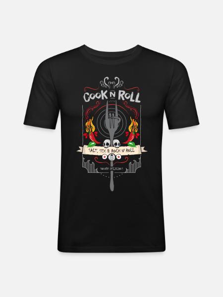 cook ´n roll - Männer Slim Fit T-Shirt - Schwarz
