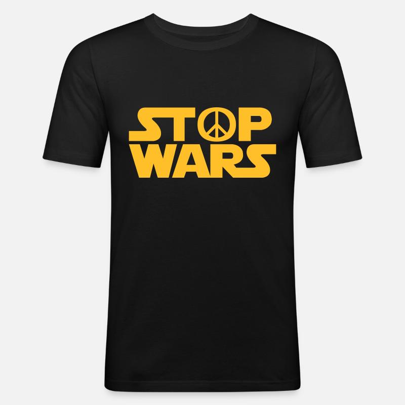 Stop Wars - Männer Slim Fit T-Shirt - Schwarz